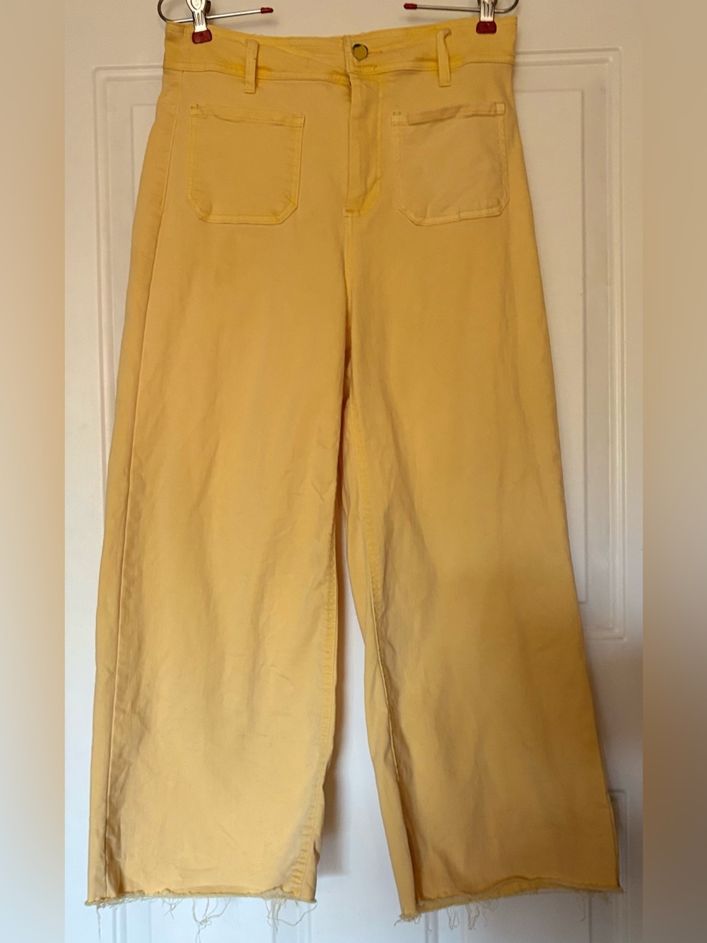 Oat New York Yellow Wide Leg Pants with Raw Hems size 8/29